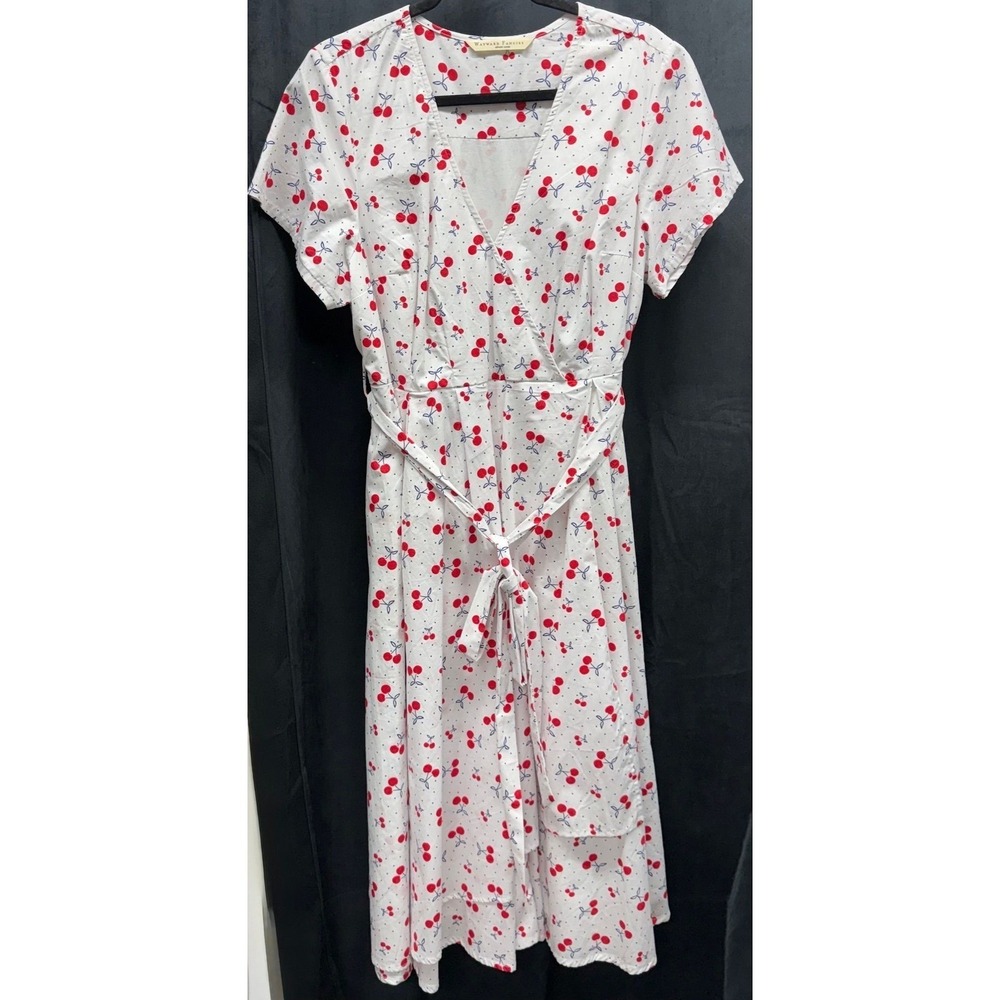 Wayward Fancies by Eshakti Cherries & Polka Dots Belted Wrap‎ Dress Cottagecore